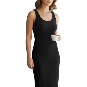 Monrow Black Cotton Blend Bodycon Dress